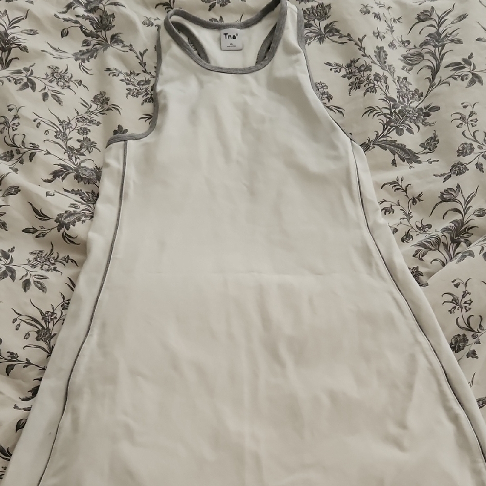 TNA Cream and Gray Sleeveless Top